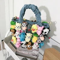 cute dolls design shoulder bags women denim bucket cartoon toy decoration handbags crossbody bags for female woman clutch bag