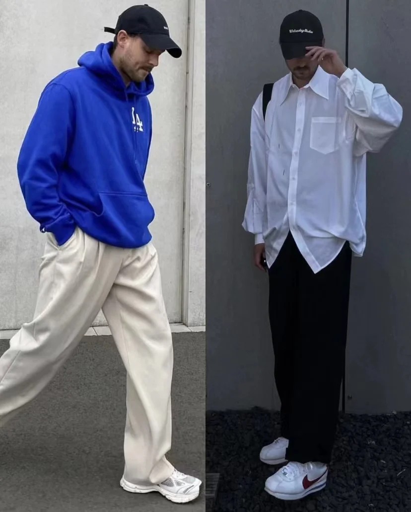 

Ins popular autumn and winter loose straight tube hanging wide leg pants,casual trend mopping feeling,couple sports pants formen