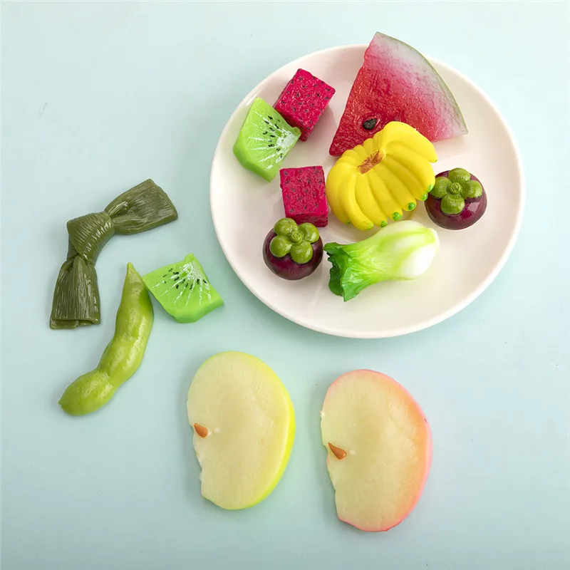 

Fashion 10pcs/lot Mixed Style Simulation Fruits Watermelon Apple Resin Charms Pendant Cabochon DIY for Jewelry Accessories