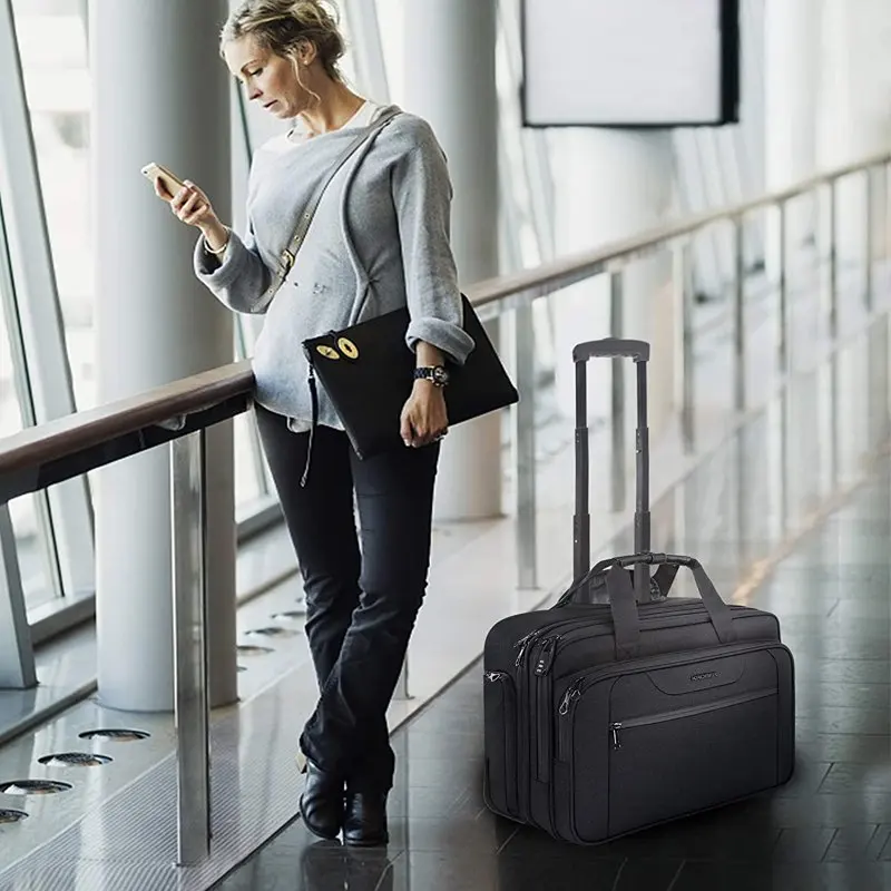Rolling Laptop Bag Case Wheeled Briefcase For 17.3