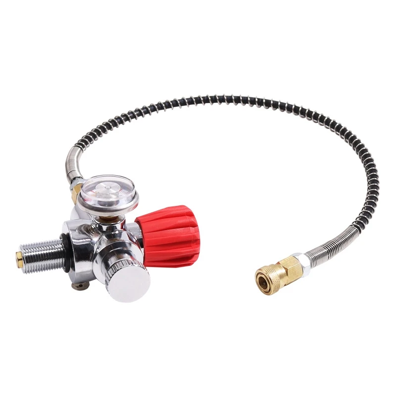 

Stainless Steel Scuba CO2 Tank Compressed Air DIN Valve Gauge & Fill Station, 300Bar/4500Psi High Pressure