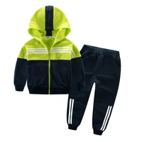 sports childrens clothing set childrens sports pants cotton color block fashion sweater two piece set zipper jacket