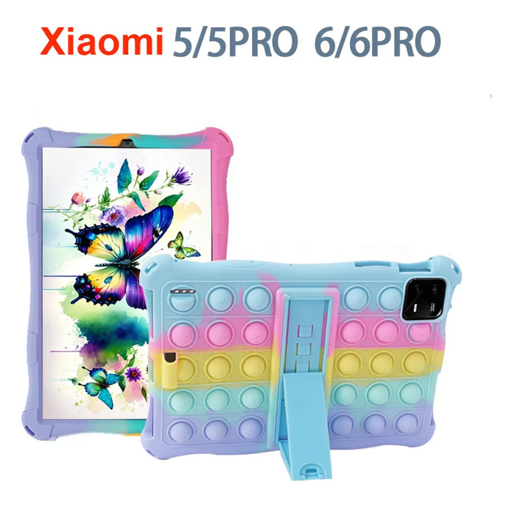 

Silicon Tablet Case for Xiaomi Pad 6 MiPad 6 Pro 2023 11 inch Coque Soft Ajustable Stand Kids Funda Pen Holder Push Bubble Cover