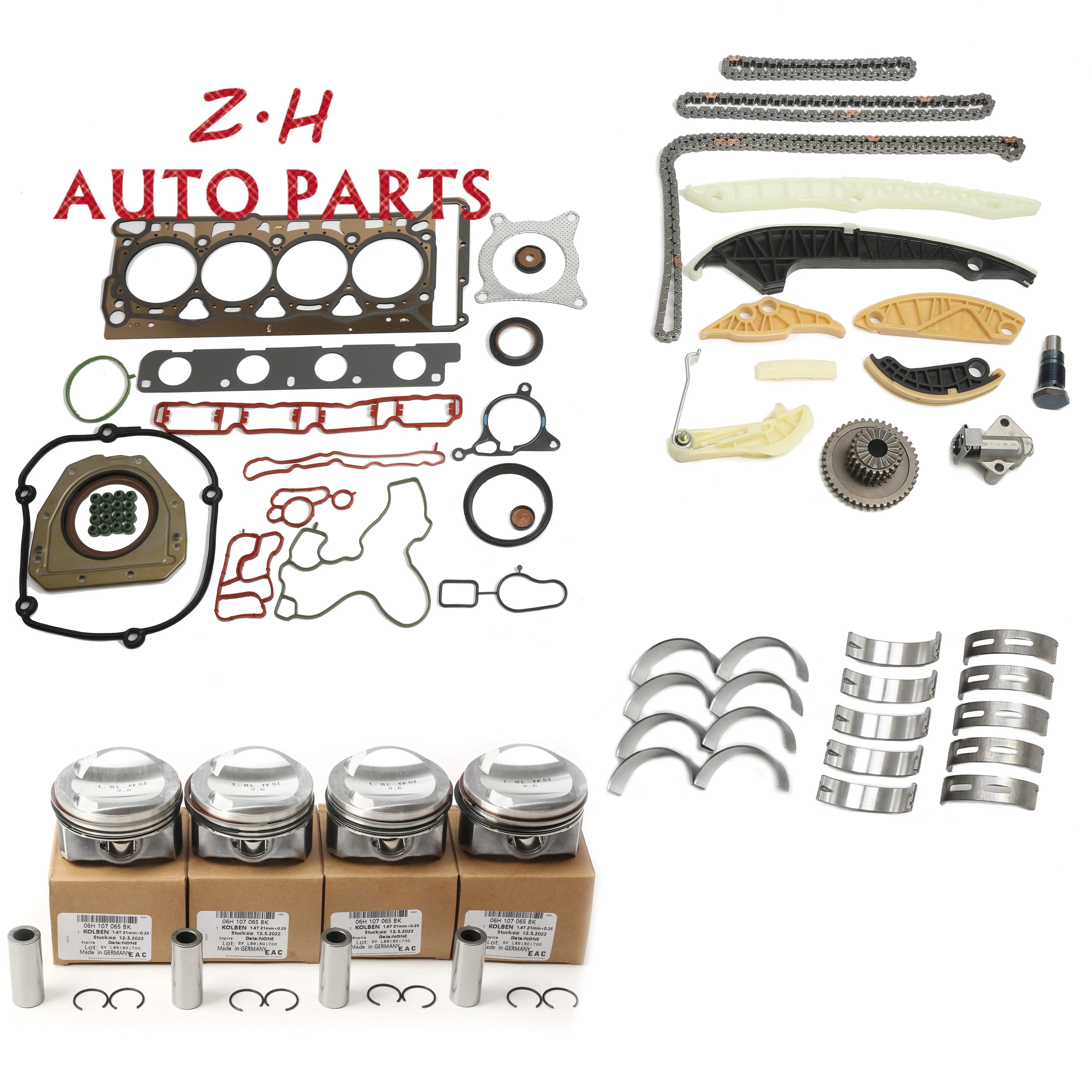 

Car Engine Repair Kit Piston+0.25MM Bearing Bush Timing Kit For VW Golf Audi A5 TT Skoda OCtavia Seat Leon 06J198151H 06H105591K