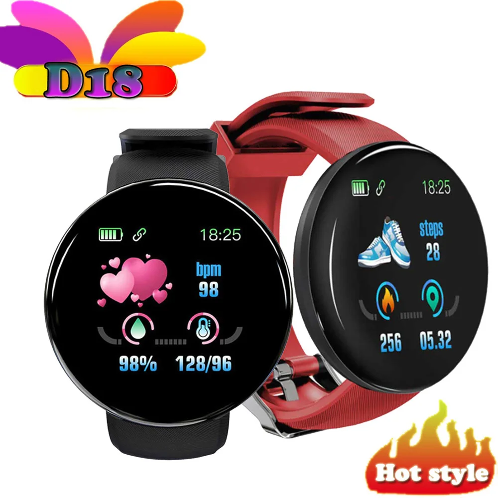 

D18 Smartwatch Men Women sports fitness tracking blood pressure monitoring pedometer clock Bluetooth watch PK Y68 x7 T500 M6 X7