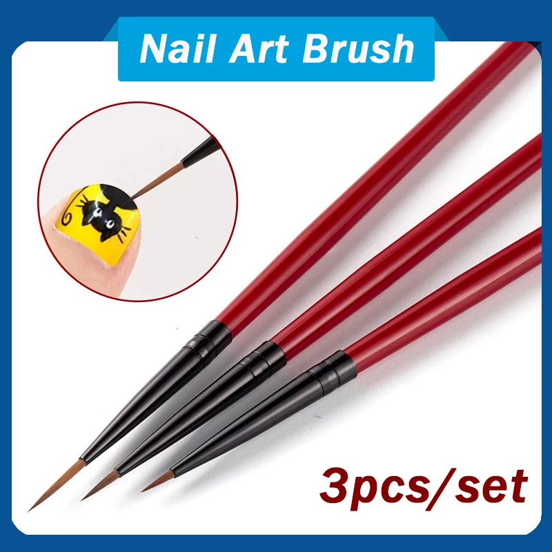 

3pcs/set DIY French Tips Manicure Nail Art Liner Painting Pattern Painting Thin Stripe Line Nail Liner Pen Nail Painting Brush