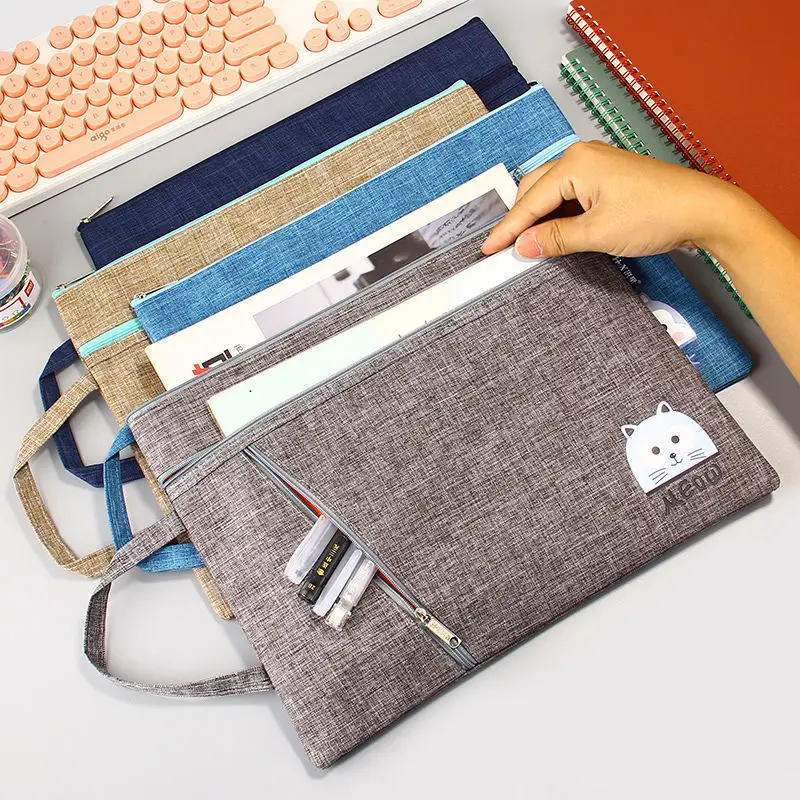 

A4 file bag Oxford cloth zipper tutorial bag large capacity office tutoring bag junior high school student handbag book bag