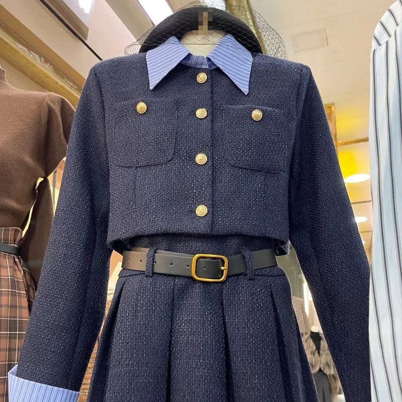 Женский костюм Insozkdg Осень-зима 2024 Новый однобортный короткий пиджак с длинными