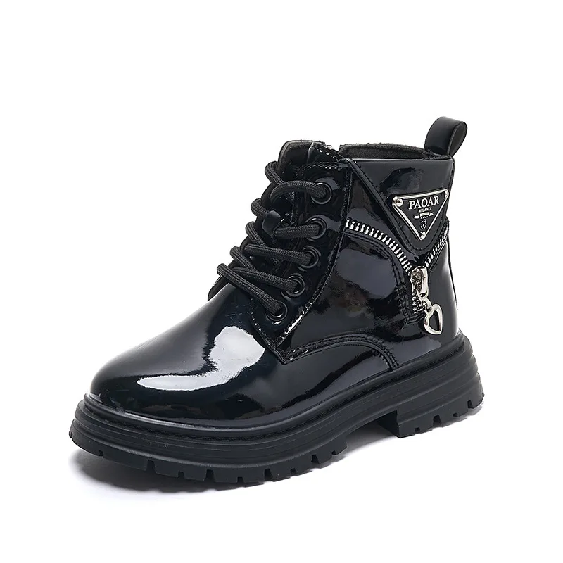 

Children Boots 2023 Spring New Girls British Metal Button Princess Boots Boys Non-slip Soft Sole Performance Shoes Size 26-37