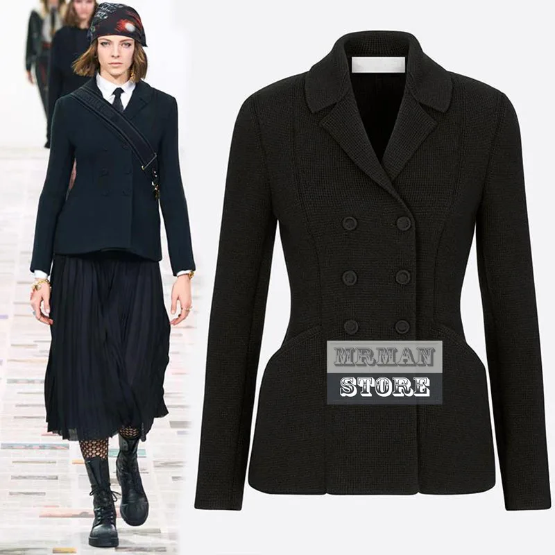 

Luxury Design 2022 Runway High End 1:1 Jacket Women New Branded Cashmere Wool Blend Long Sleeve Double Breasted slim fits Blazer