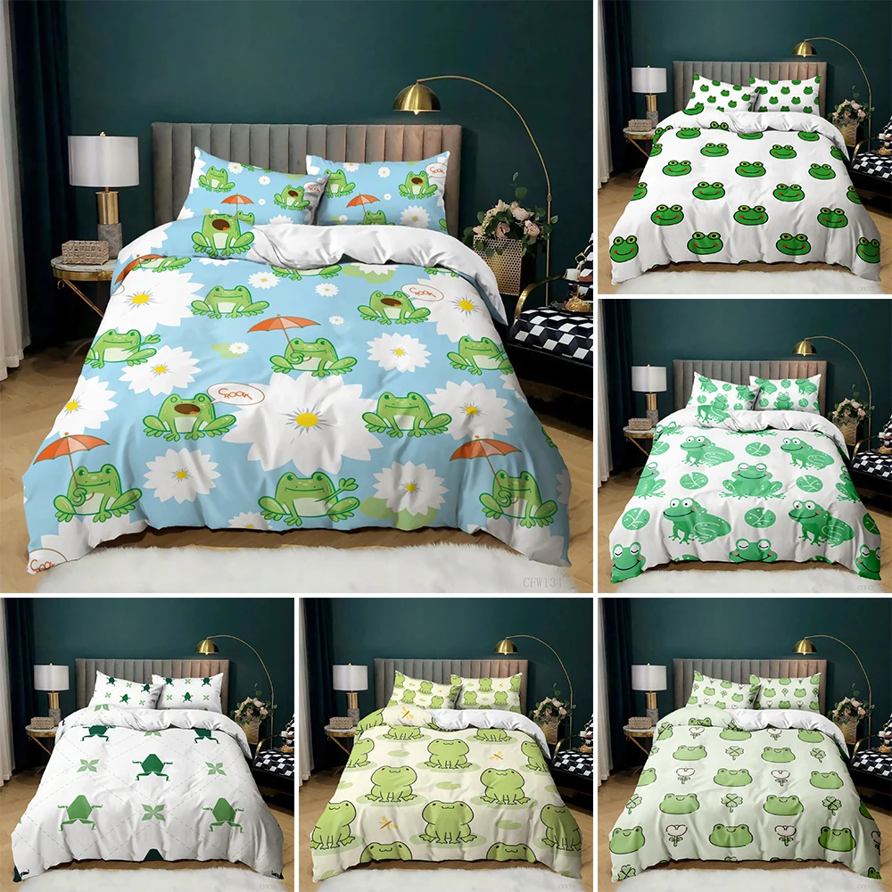 

Creative Cartoon Animal Frogs Bedding Set 2/3pcs Twin Full Size Microfiber Quilt/Comforter Cover For Kids Cute Bedroom Decor