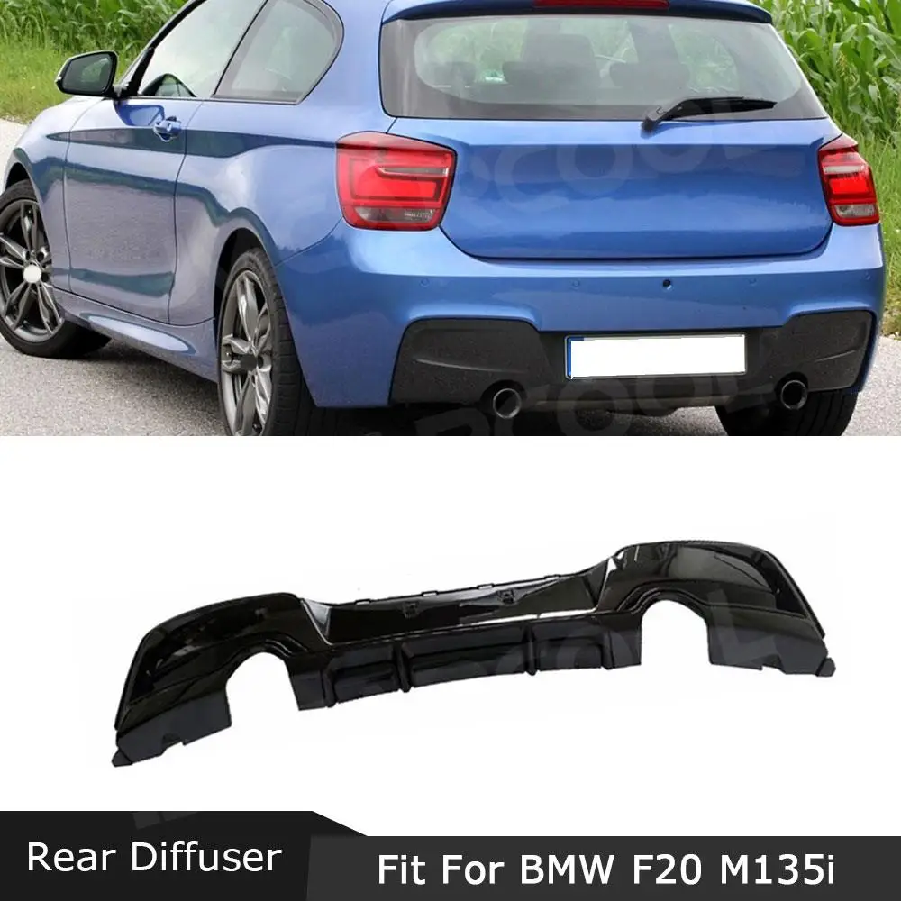 

ABS Carbon Look Car Rear Bumper Lip Diffuser Gloss Black Extension Covers For BMW 1 Series F20 M Sport M135i 2012 2013 2014