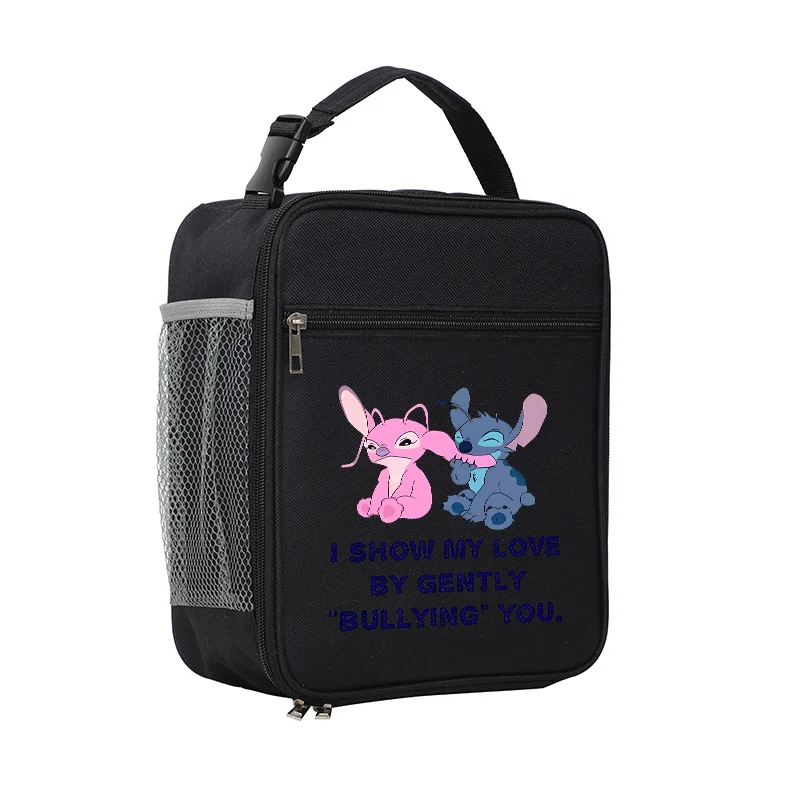 Disney Lunch Bag Stitch Strap Handle Cooler Box Portable Food Work Student Thermal Fridge Picnic Pack