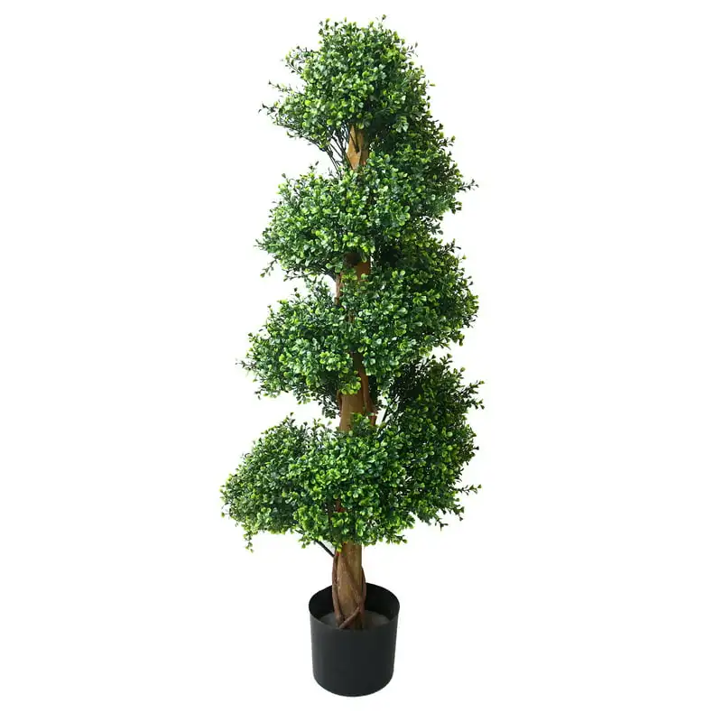 

- 48-Inch Artificial Spiral Tree – Potted Boxwood Fake Plant
