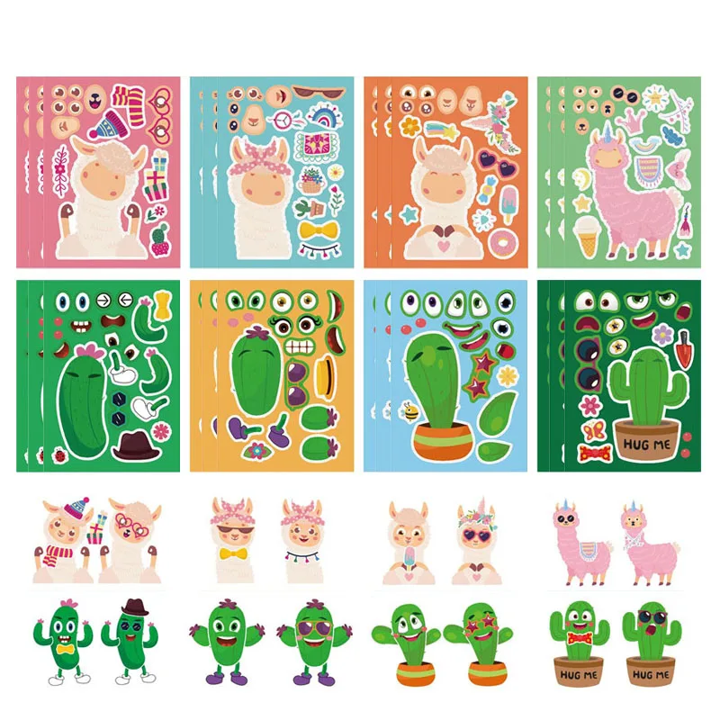 

6-24 листа, детские наклейки-пазлы «сделай сам»