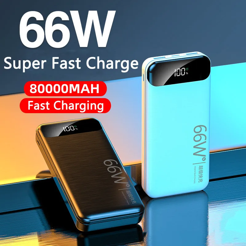 66 Вт сверхбыстрая зарядка 80000 мАч Power Bank для ноутбука Huawei P40 Powerbank портативное