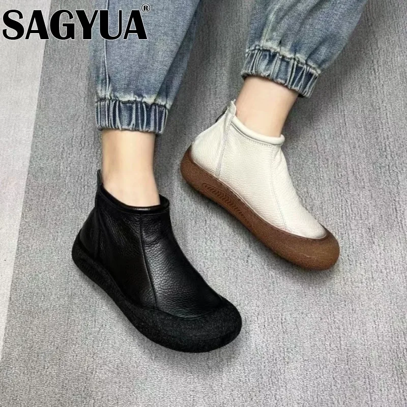 Женские ботильоны на плоской подошве и платформе брендовая кожаная обувь