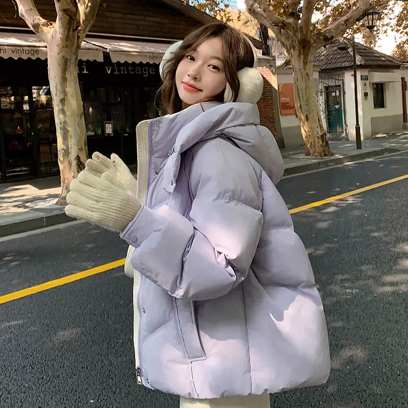 Down jacket Women Short 2024 New Winter Thick Loose Hood Small Fashion Sweet Student Outerwear