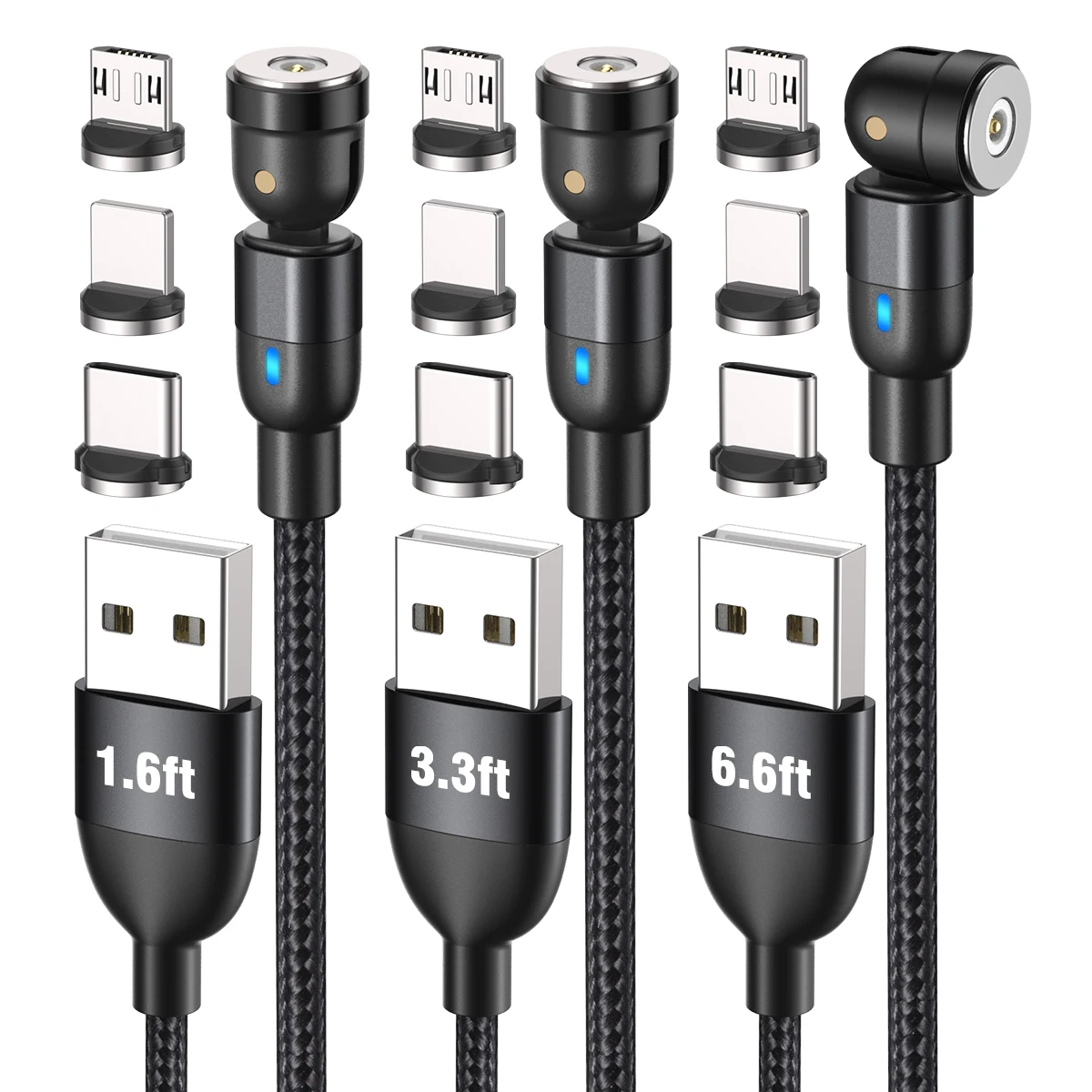 

Магнитный зарядный кабель AUFU 3 в 1, 2 м, 1 м, 0,5 м для iPhone 12, 11, Xiaomi, Samsung, кабель Type-C, магнитное зарядное устройство Micro USB, 3 шт.