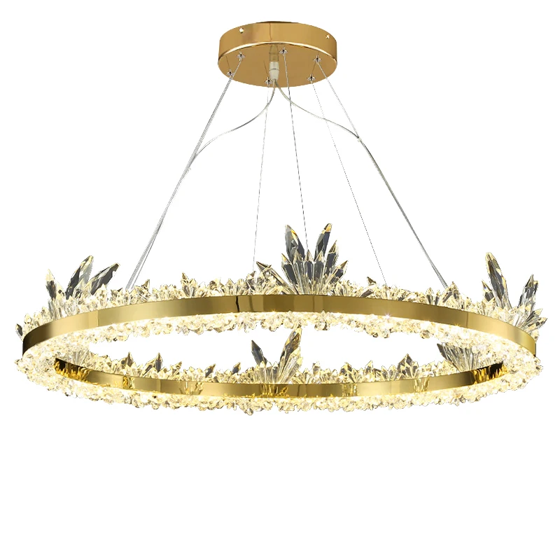 

Pendant lights 2022 New Trend Modern Round Golden LED Crystal Lamp Light for Restaurant Crystal Light Fixture