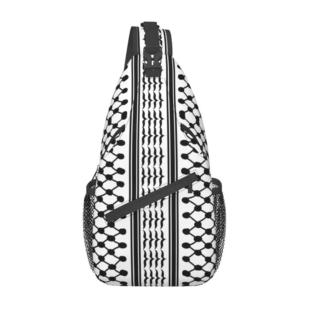 

Palestinian Kufeya Sling Crossbody Chest Bag Men Cool Palestine Keffiyeh Embroidery Shoulder Backpack for Hiking