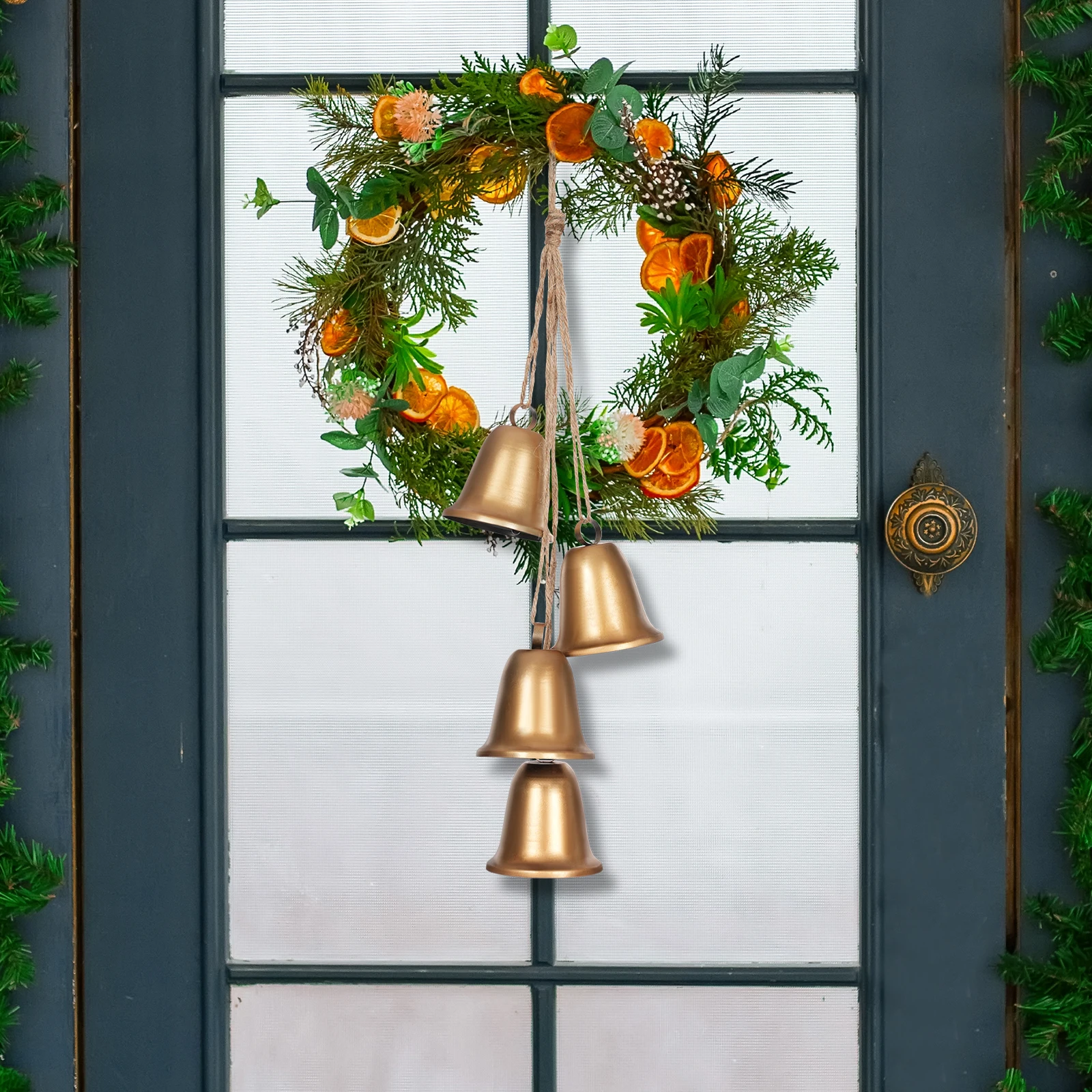 4-металлические рождественские винтажные часы колокольчики подвесные провода