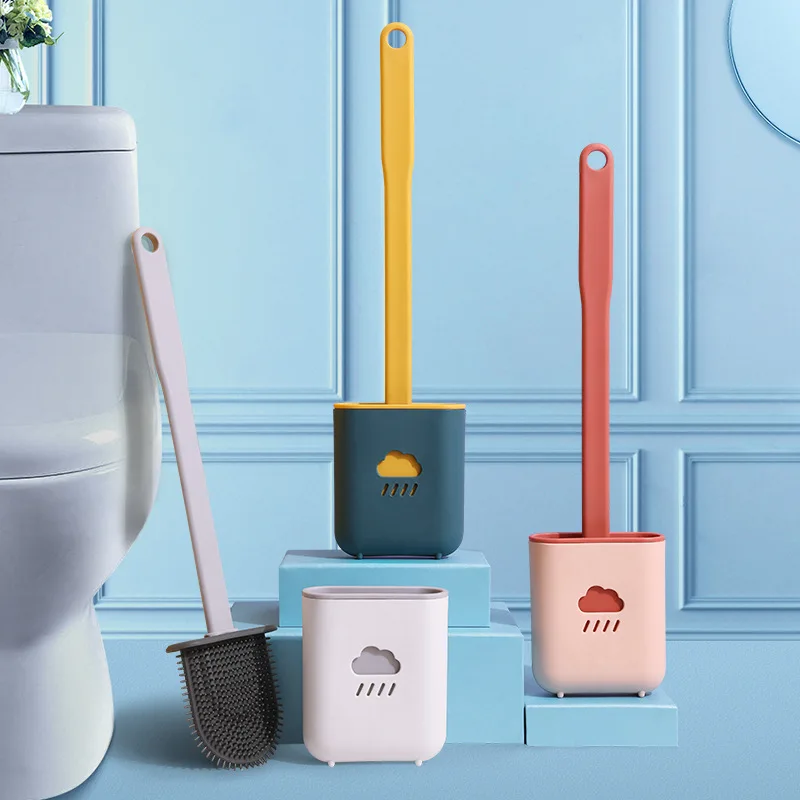 

1 Set T Silicone Cleaning Brush For Toilet Bathroom Accessories Soft Glue Household Wall-Mounted Sets Long Handle Clean Products