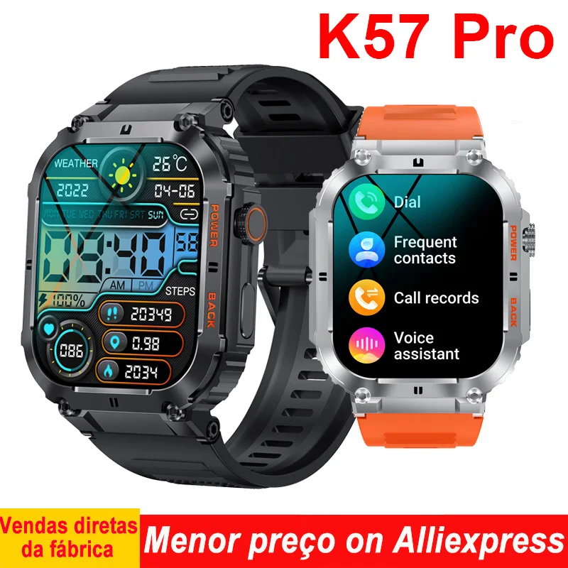 

K57 Pro Smart Watch Men 400mAh 1.96 IPS Heart Rate Monitor Blood Oxygen IP68 Waterproof Outdoor Timer Weather Sport Smartwatch