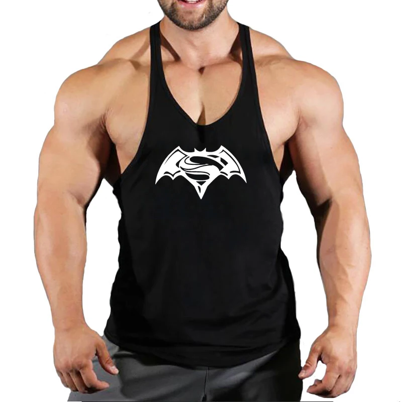 

Super Bat Bodybuilding Clothing Fitness Mens Muscle Vest Summer Anime Print Sleeveless Shirt Gyms Stringer Tank Top Men Tanktop