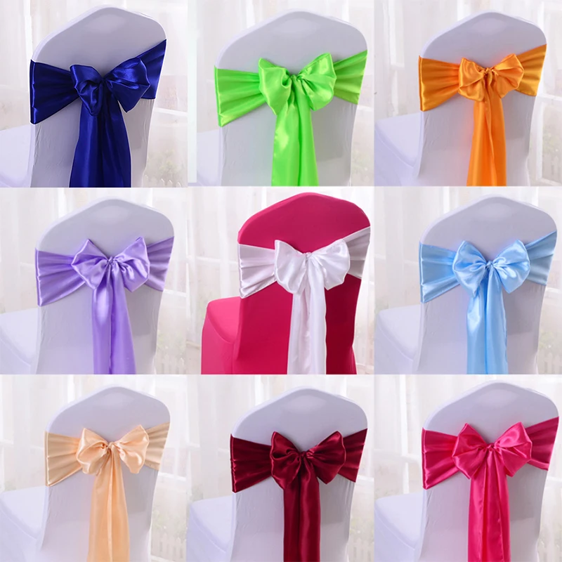 

10/50/100Pcs Rose Gold Satin Chair Bow Sashes Wedding Chair Ribbon Butterfly Ties For Party Event Hotel Banquet Decoration
