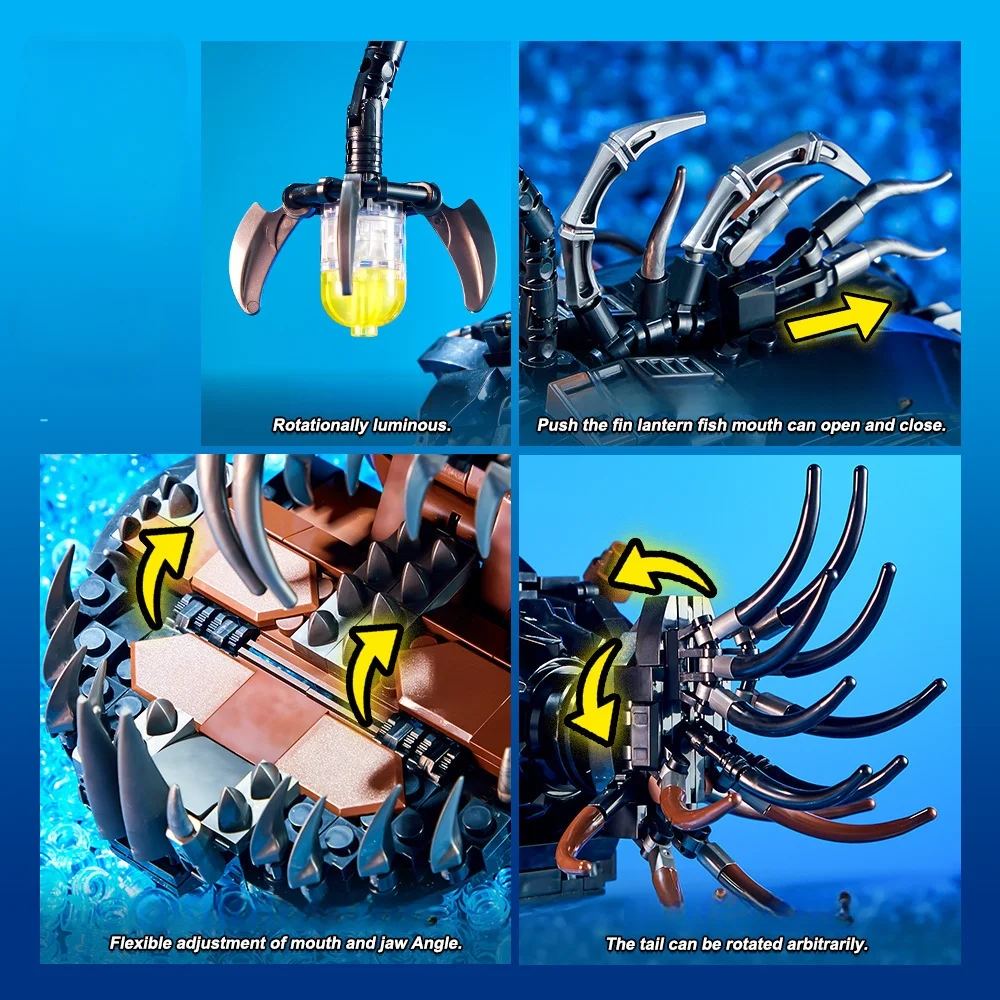Фото Креативная сборка кирпичей, роботизированный набор Anglerfish MOC, 1038 шт., строительная игрушка, модель STEM, подарок для взрослых и детей №5