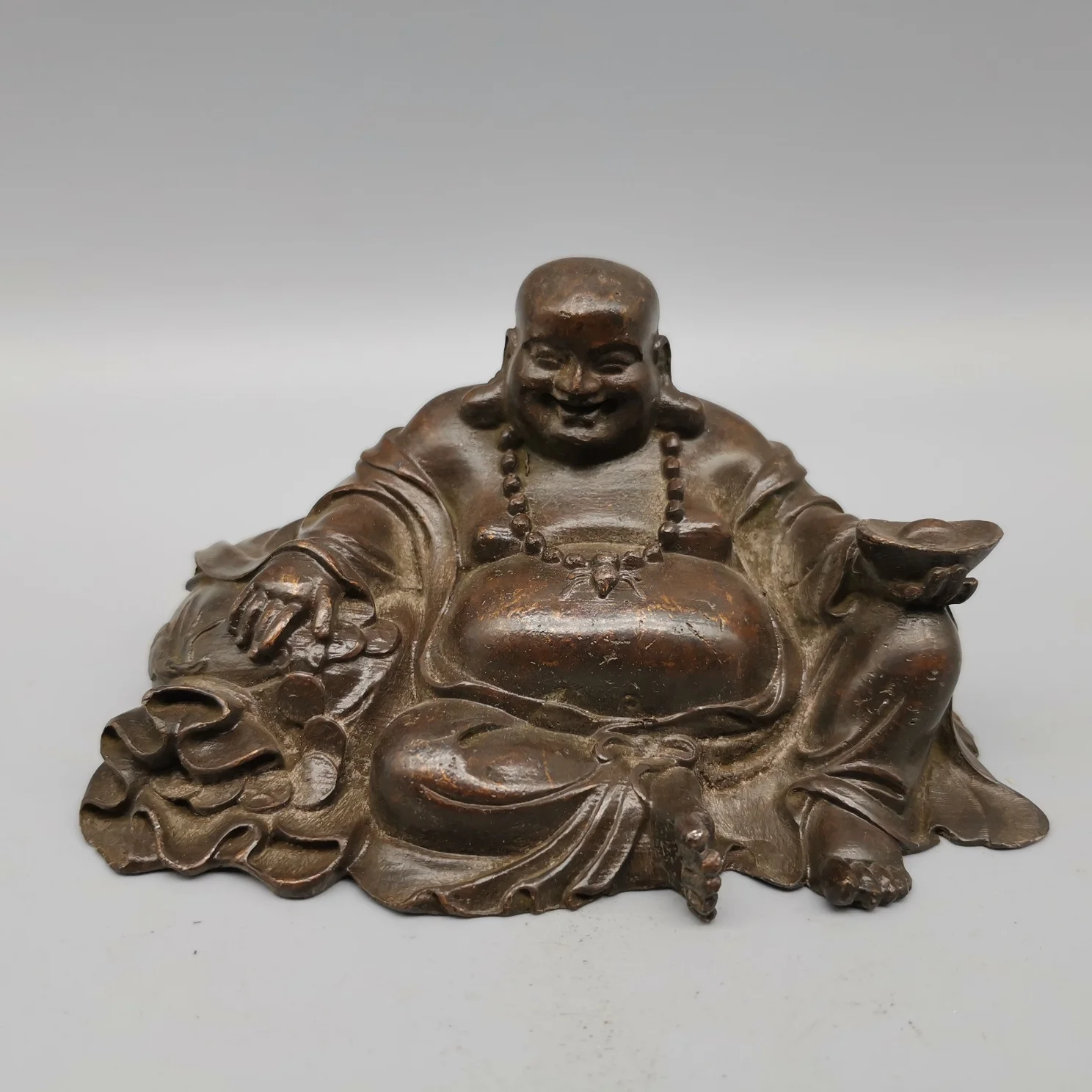 

Скульптура Будды, статуя украшение, античная бронза, коллекция изделий из фиолетовой меди, Изысканная форма для домашнего творчества