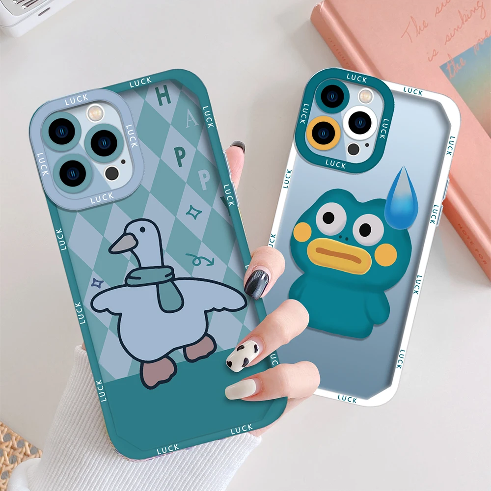

Funny Frog Phone Cover For IPhone 13 12 Mini 11 Pro Max XS X XR 7 8 Plus SE 2020 2022 Transparent Soft TPU Protection Cases Duck