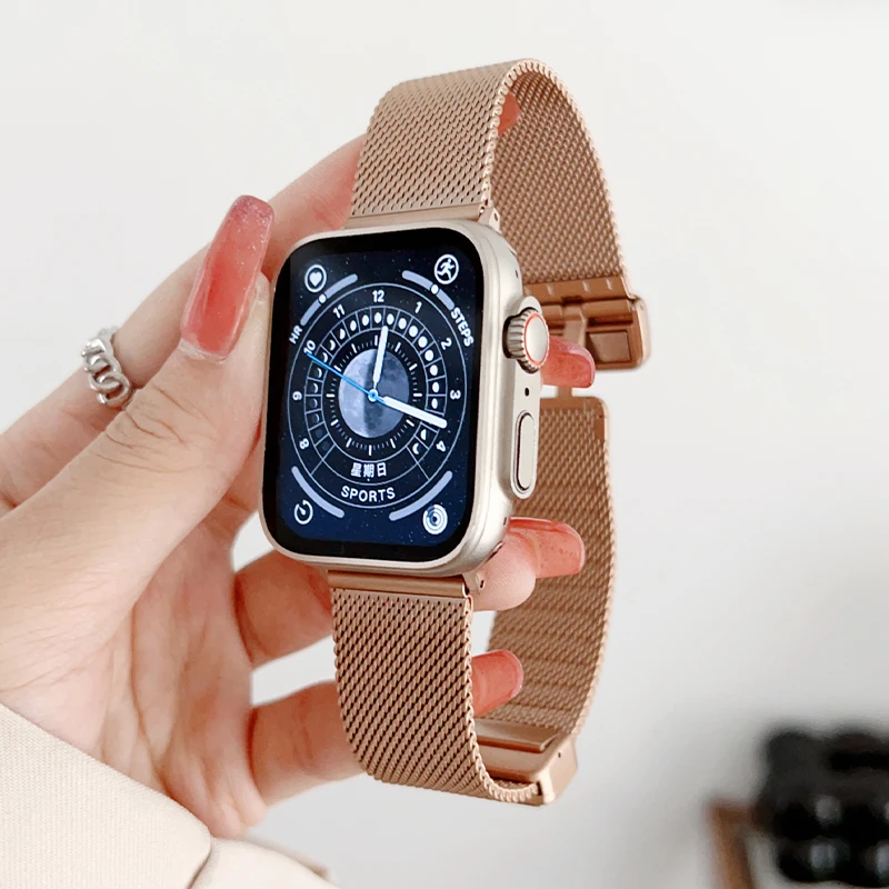 Luxury Magnetic Loop Metal Strap for Apple Watch Ultra Band 49mm 45mm 40mm 41mm 49mm Bracelet for IWatch Series 8 7 6 5 4 3 2 SE