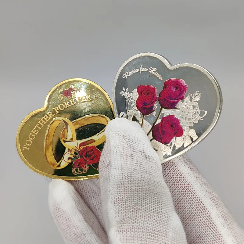 1 шт. монета в форме сердца Золотая/Серебряная коллекция монет сувенир