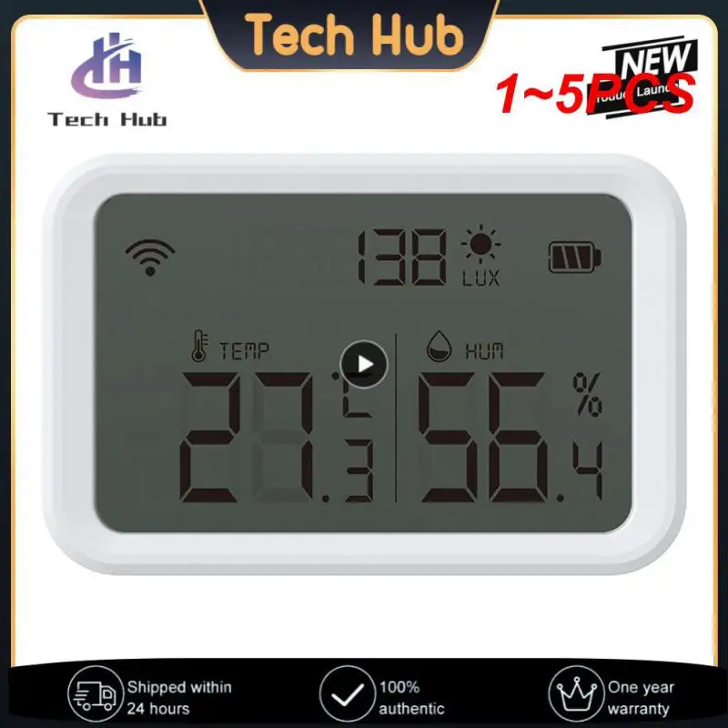 

Датчик влажности и температуры Tuya Wi-Fi Zigbee, комнатный гигрометр-термометр с ЖК-экраном, работает от 1 до 5 шт.