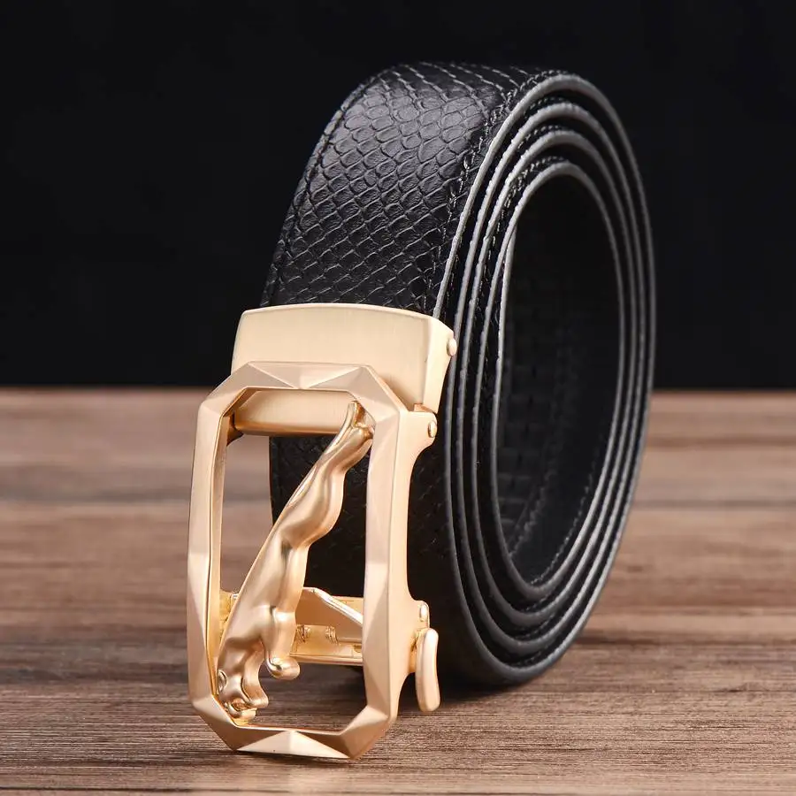 Men Automatic Buckle Belt Fashion Men Leather Waistband Belts for Men New Male Strap Men Designer Belt Black\Coffee Width:3.5cm