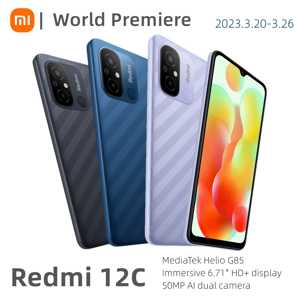 Redmi 12C 【World premiere】Xiaomi Redmi 12C 3 Гб 64 ГБ 4 ГБ 128 ГБ MediaTek Helio G85 дисплей 6,71 дюйма камера 50 МП 5000 мАч
