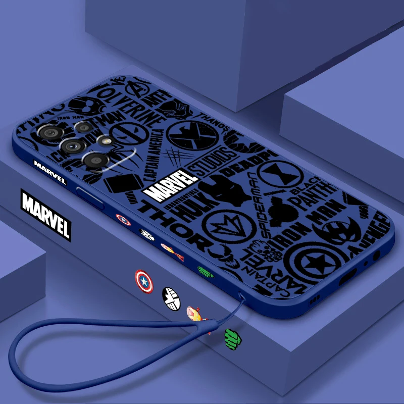 

Marvel Avengers Luxury Logo Liquid Left Rope For Samsung Note 20 10 A54 A31 A14 A03 A22 A34 A04 A24 Ultra Plus 5G Phone Case