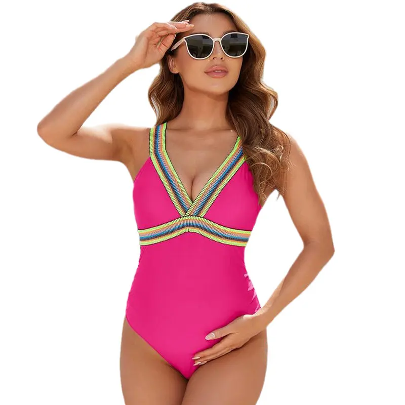 

V Neck Women Maternity Swimsuit Sexy One Piece Pregnancy Swimwear Plus Size Bathing Suit Wrap Front Tankini Pregnant Beachwear