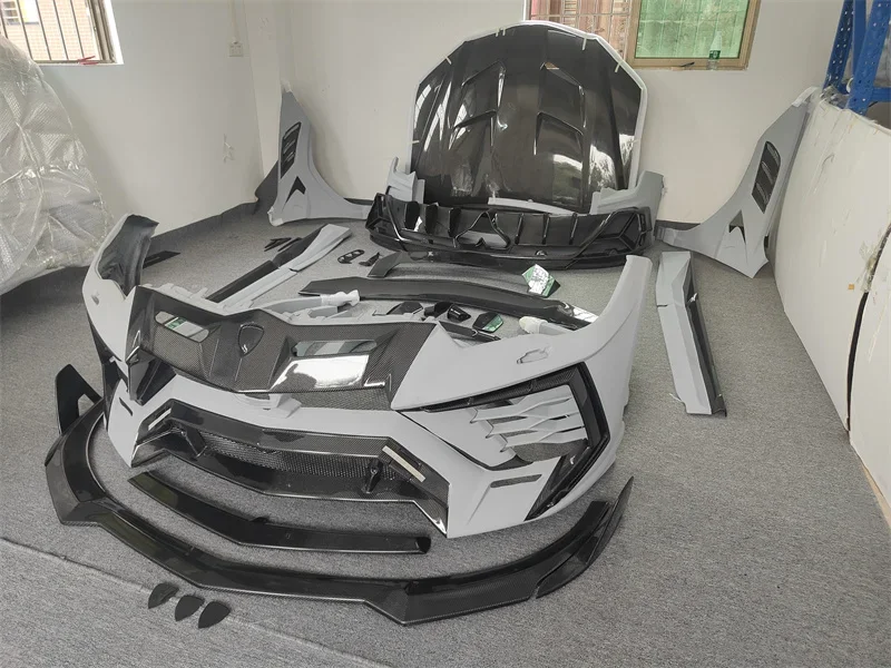 Передний бампер из углеродного волокна задний боковая юбка спойлер комплект