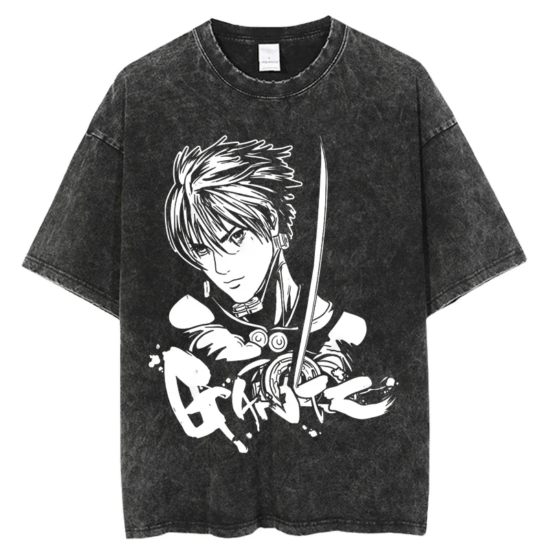 Новинка Мужская Винтажная Футболка GANTZ с рисунком в стиле аниме модель 2025 года
