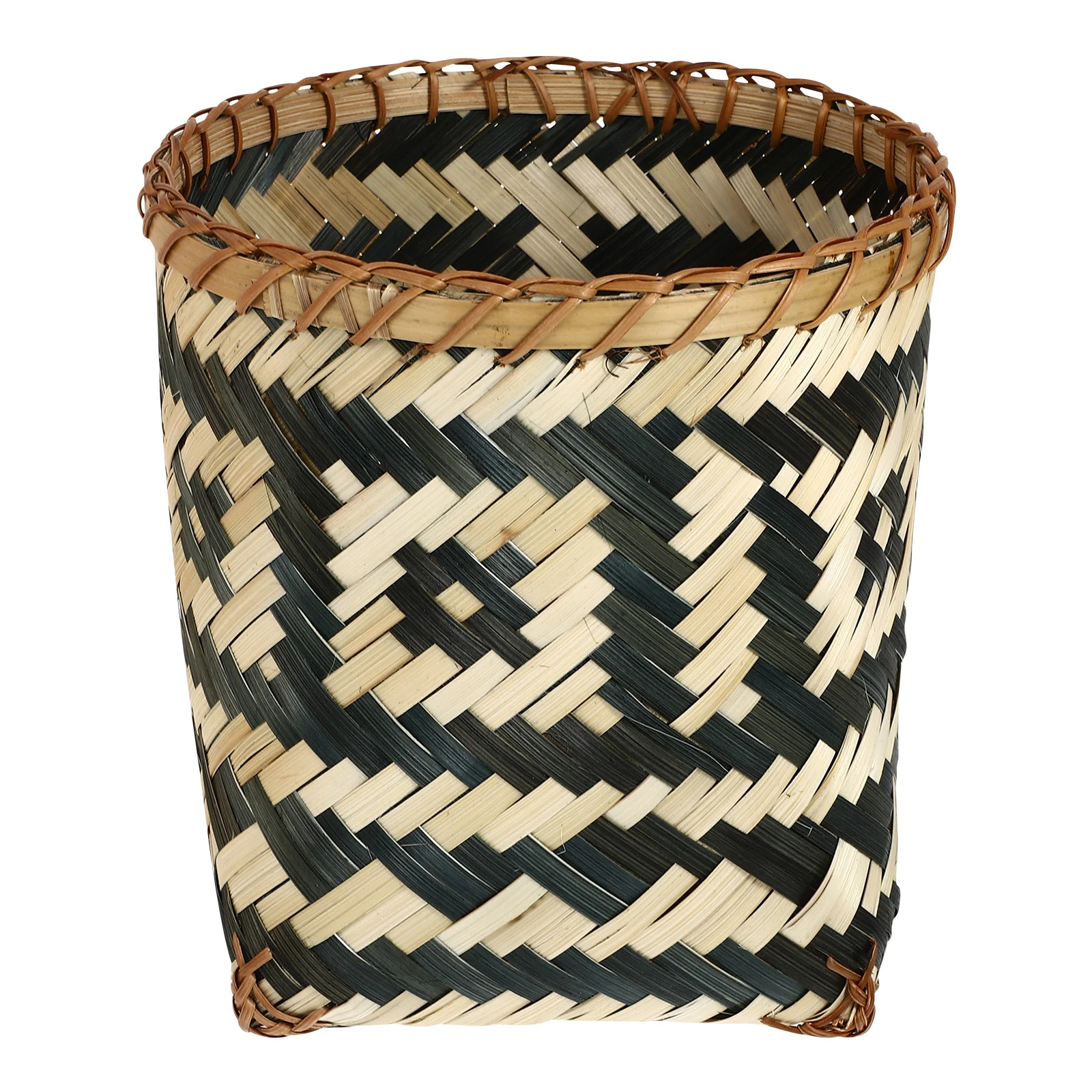 

Basket Can Trash Woven Waste Wicker Rattan Storage Baskets Bin Laundry Garbage Round Small Decorative Seagrassplanter Paper