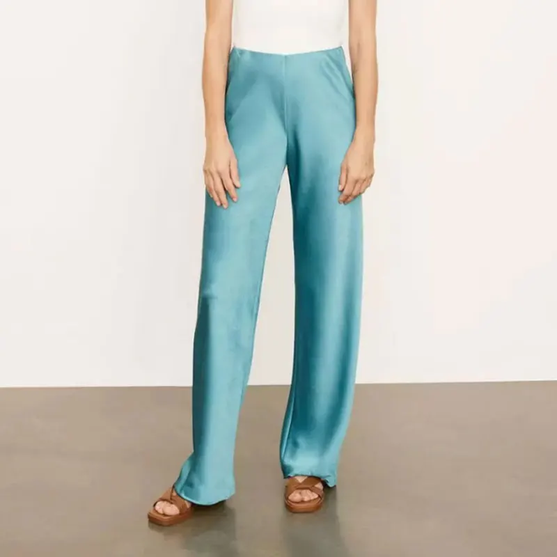 Ladies Casual Satin Straight Pants fashion all-match women trousers