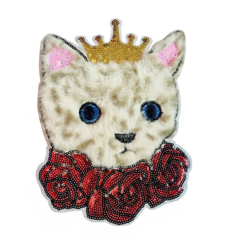 5PCS rown Fox Flower Cat Felt Patch Animal Applique Garment Parches Para La Ropa Sew On Sequin Patches Clothing Accessories - купить по