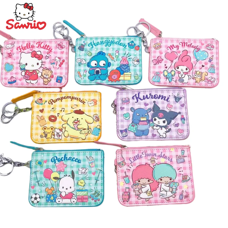 

Sanrio new animation peripheral cute cartoon Kuromi Kitty keychain ins storage bag creative coin purse card set gift wholesale