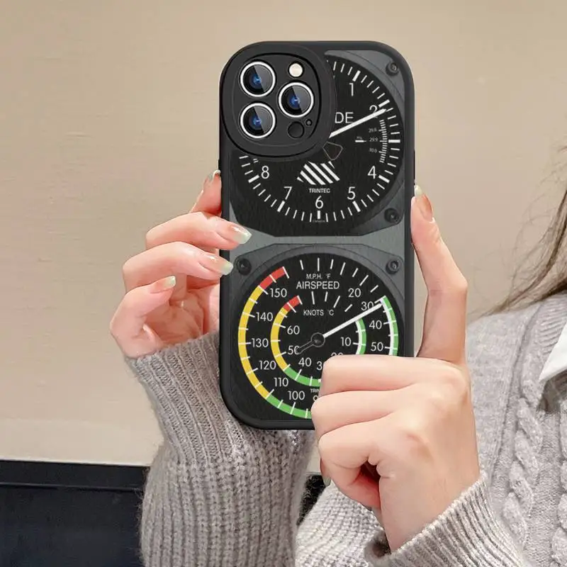 Aviation Aeroplane Helicopter Cockpit Instrument Phone Case Hard Leather For iPhone 14 13 12 Mini 11 14 Pro Max Xs X Xr 7 8 Plus