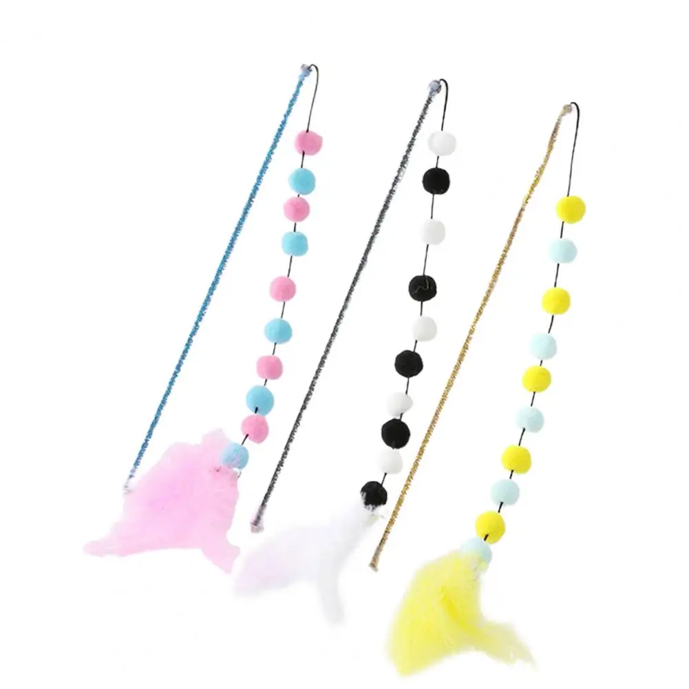 

Cat Teaser Toy Plush Balls Cat Toy Plush Bell Teaser Wand Interactive Toy