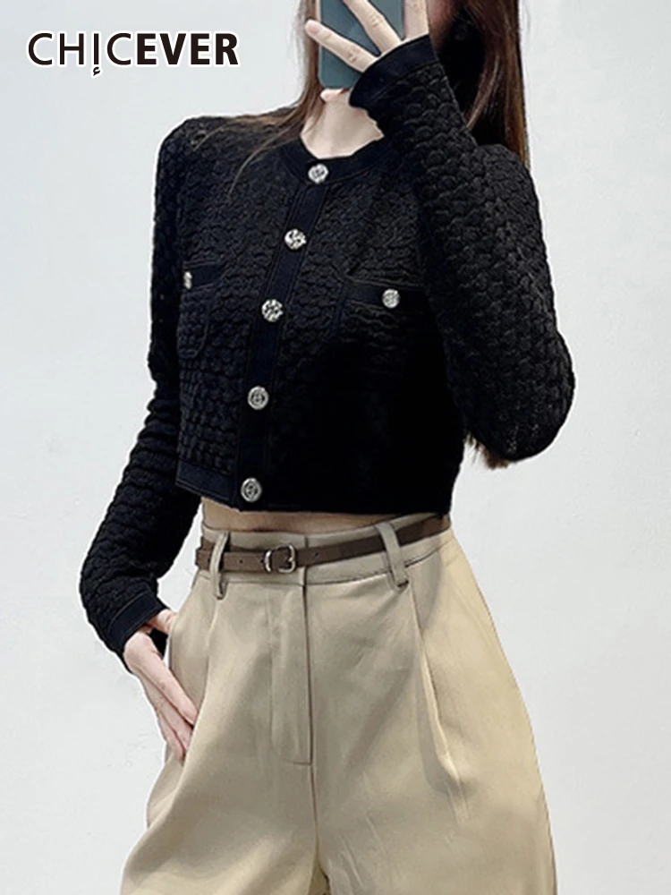 

CHICEVER темпераментные однотонные пальто для женщин с круглым вырезом и длинным рукавом однобортное однотонное облегающее трикотажное осеннее пальто для женщин