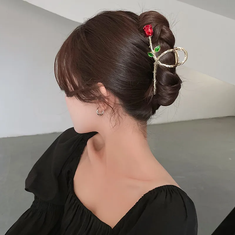 Модные золотые и серебряные розы с жемчугом стразы заколка-краб корейский